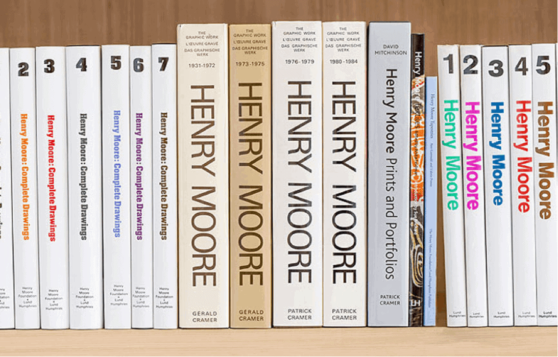 Examples of the multiple editions of catalogue raisonnés on Henry Moore’s artistic production.