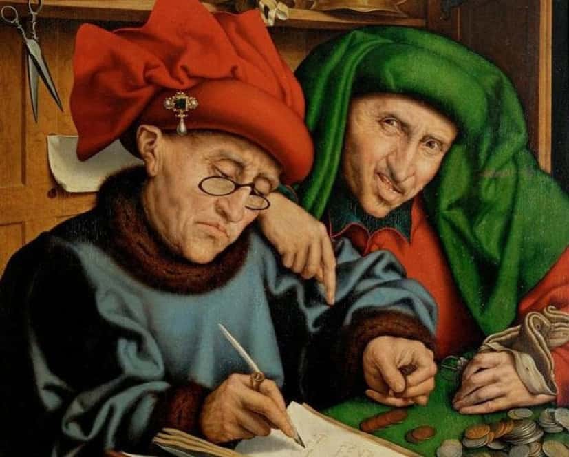 Quinten Massys, Tax Collectors, (late 1520s), Oil on panel, 86 x 71 cm. Liechtenstein Collection.