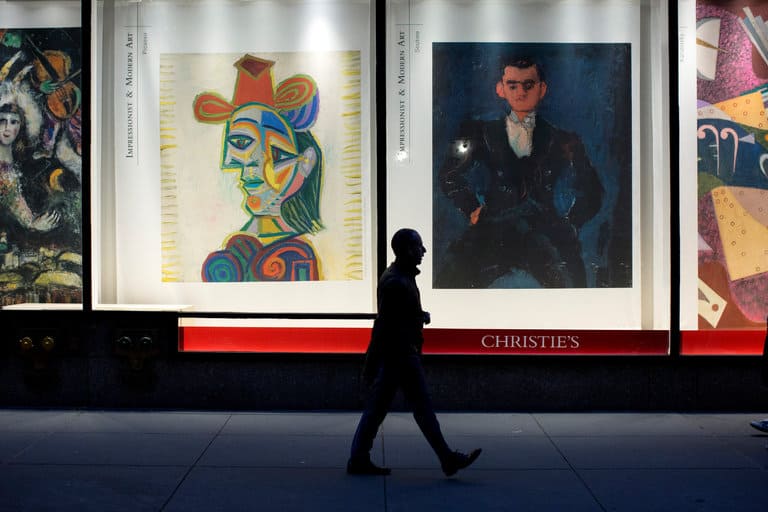 Advertising for an auction at Christie’s in New York in November. CreditBrian Harkin for The New York Times